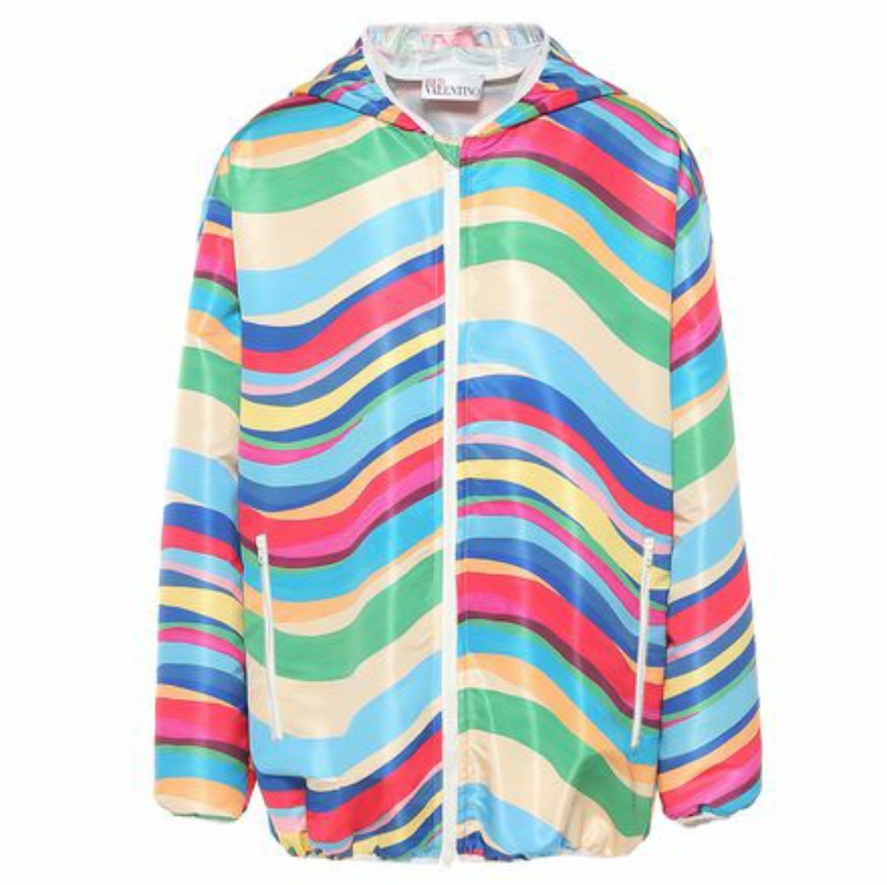 Red valentino rainbow wave zip up hoodie women's